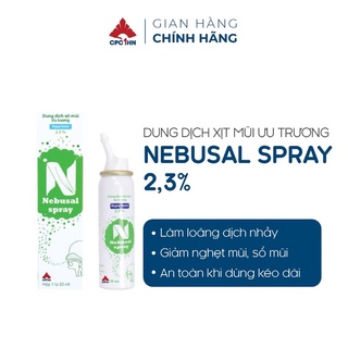 Xịt mũi Ưu trương Nebusal 2,3 % vệ sinh mũi, giảm nghẹt mũi, sổ mũi, dùng cho trẻ từ 3thang và người lớn