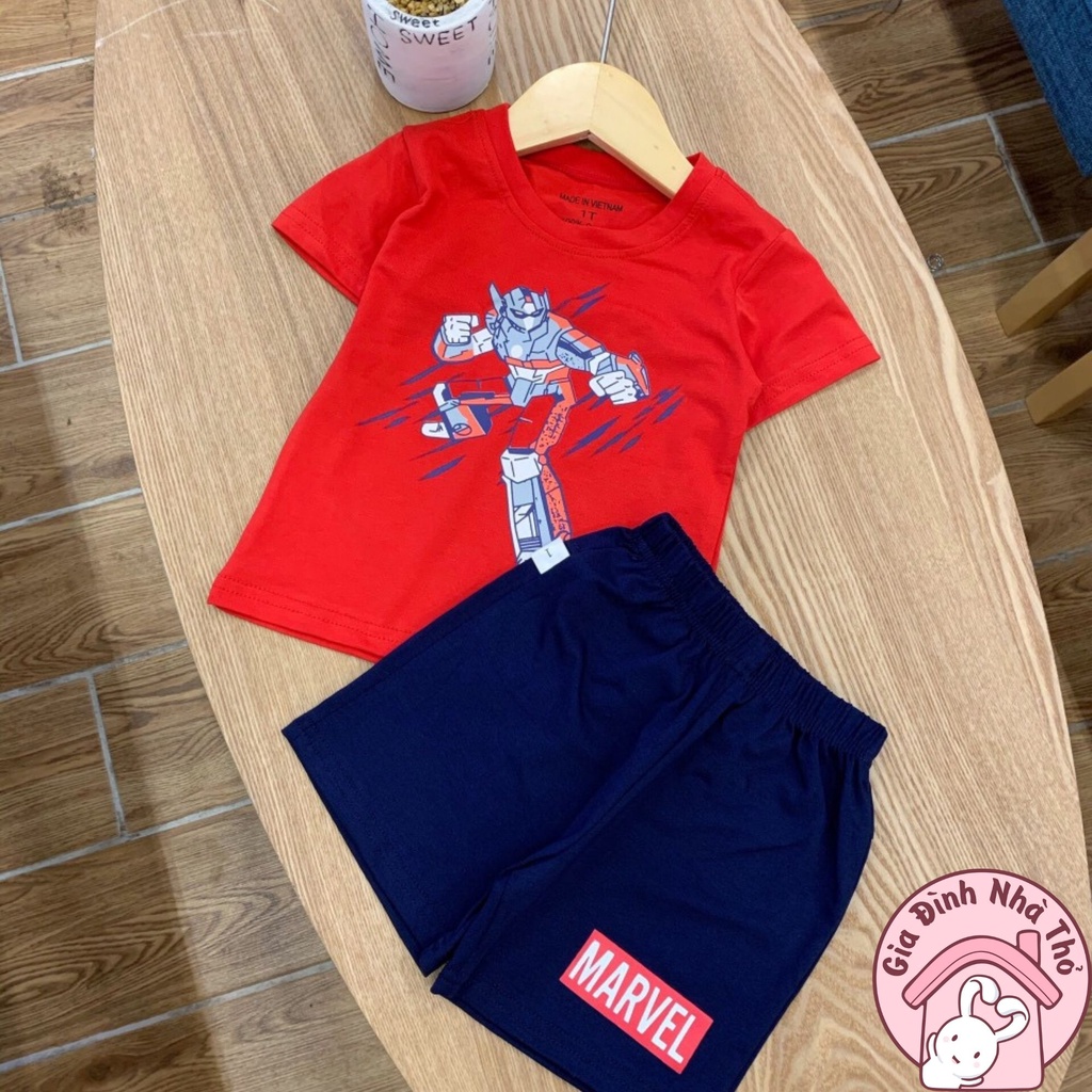 5 mẫu - Set bộ cotton siêu nhân áo thun quần đùi thể thao cá tính cho bé trai ở nhà đi chơi đi học