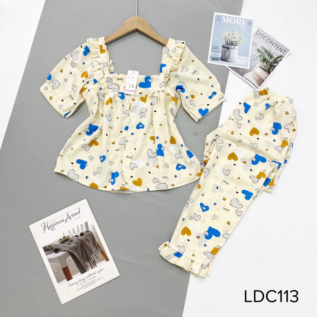 Đồ bộ Pijama cổ sen lụa mango cao cấp