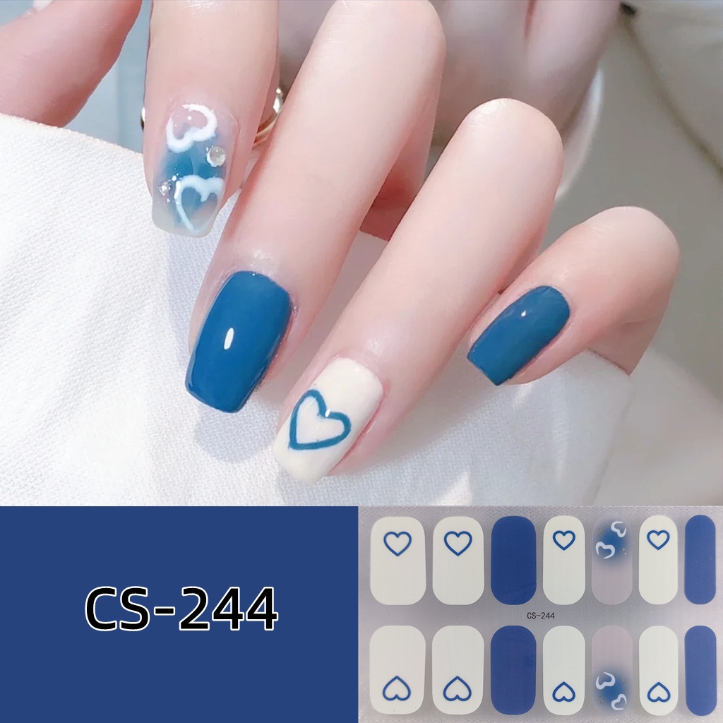 Bộ 14 Miếng Dán Móng Tay Không Độc Hại Chống Nước Họa Tiết Hoạt Hình Dễ Thương Cho Nữ