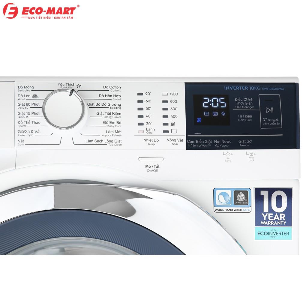 Máy giặt Electrolux 10kg EWF1024BDWA màu trắng