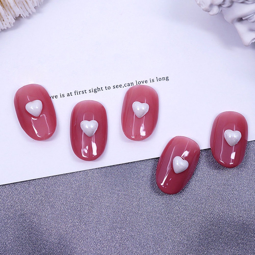 [Hàng mới về] Bộ 50 Hạt Đá Phụ Kiện Trang Trí Móng Tay Hình Trái Tim 3D Màu Trắng Độc Đáo Sang Trọng Dành Cho Nữ