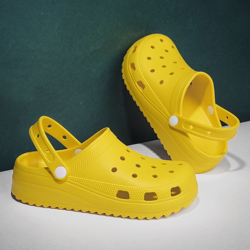 Dép Crocs nữ hình Chibi độn đế cao 5cm - Giày sục nhựa siêu nhẹ đi mưa iDép - SL024