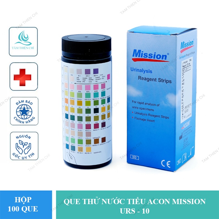 Que thử nước tiểu ACON Mission 10 thông số hộp 100 test