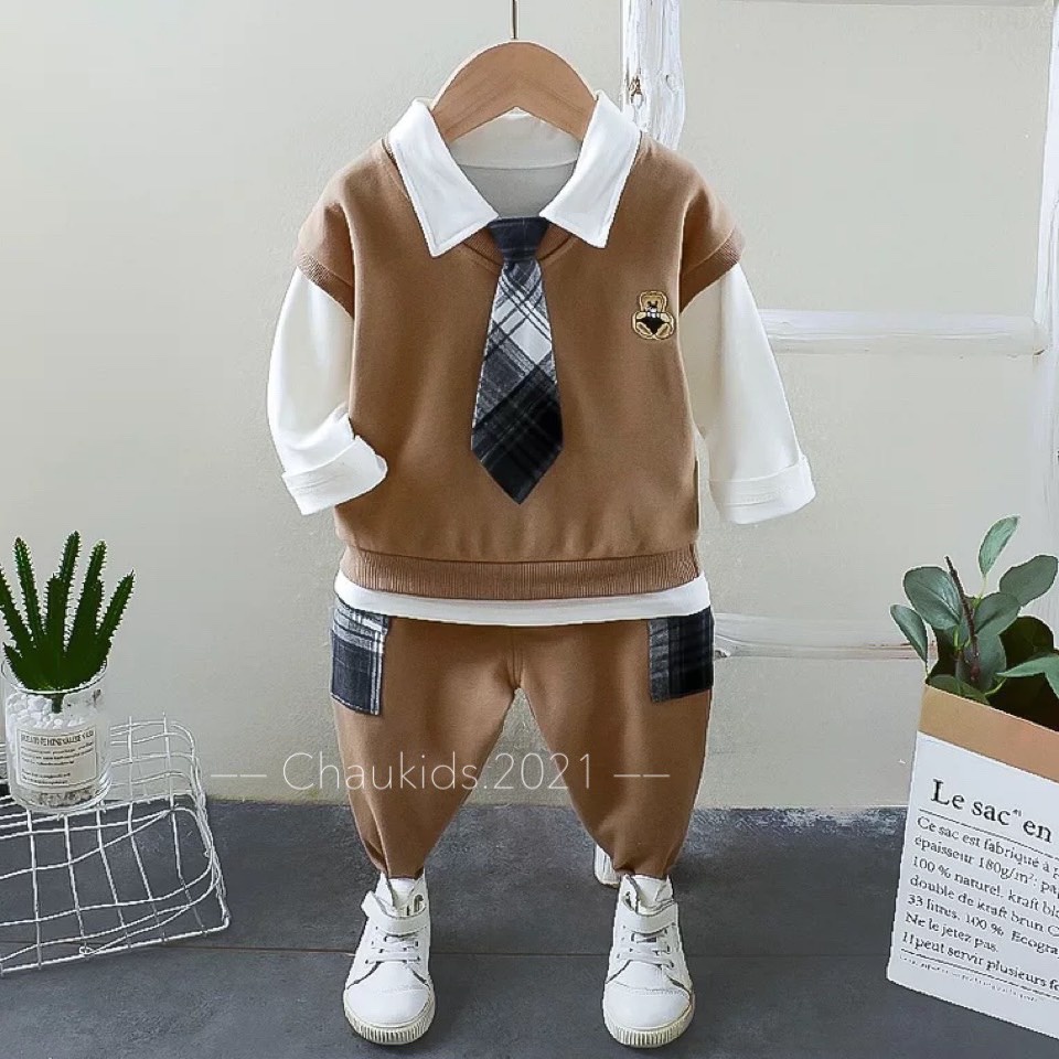 Set công tử cà vạt chaukid bé trai