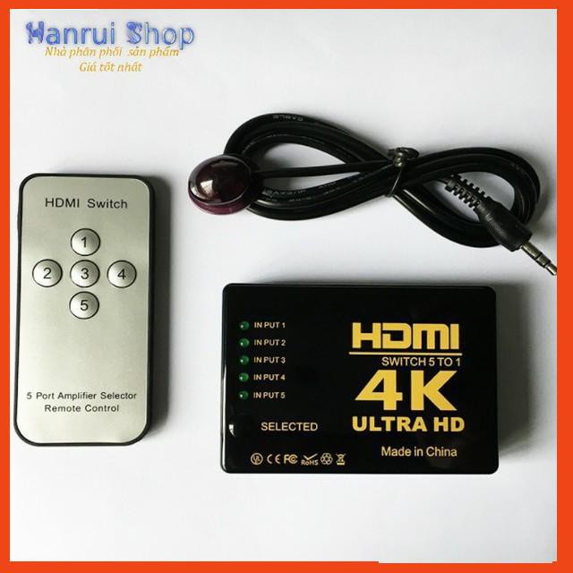 Bộ chia cổng HDMI 5 ra 1 hỗ trợ 4K UltraHD có Remote - Giá siêu hấp dẫn
