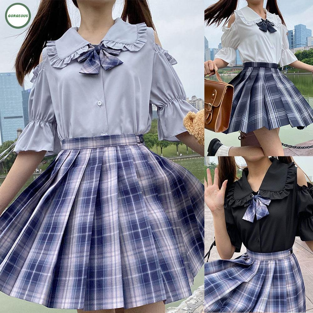 GORGEOUS~Girls Student Lolita Style Cute Collar Shirts JK Blouse Short Sleeve Tops Summer