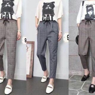 Quần baggy kẻ kèm ảnh thật