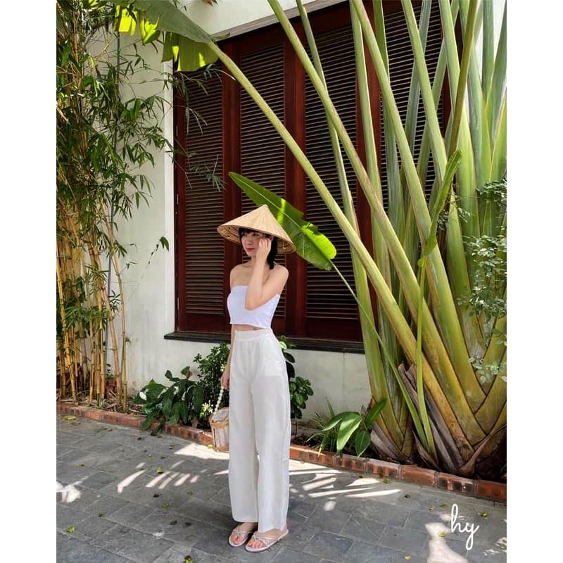 Quần culottes đũi dáng dài quần ống rộng siêu Hot