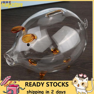 [Ready Stock]Thủy tinh trong suốt Con heo đất Hộp tiết kiệm tiền xu Quà tặng trẻ em