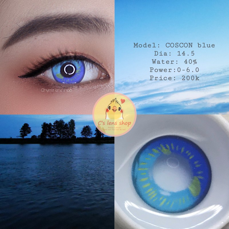 < CÓ SẴN > Lens mẫu COSCON màu XANH BIỂN, cận 0-8 [ KHÔNG BÁN LỆCH ĐỘ ]