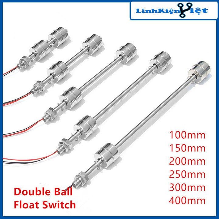 Công tắc cảm biến phao nước 2 phao thép 304 không gỉ điều chỉnh mức chất lỏng