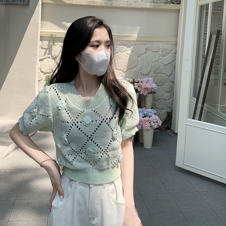 【ZHELIHANGFEI】Áo Thun Tay Ngắn Họa Tiết Hoa Thời Trang Cho Nữ