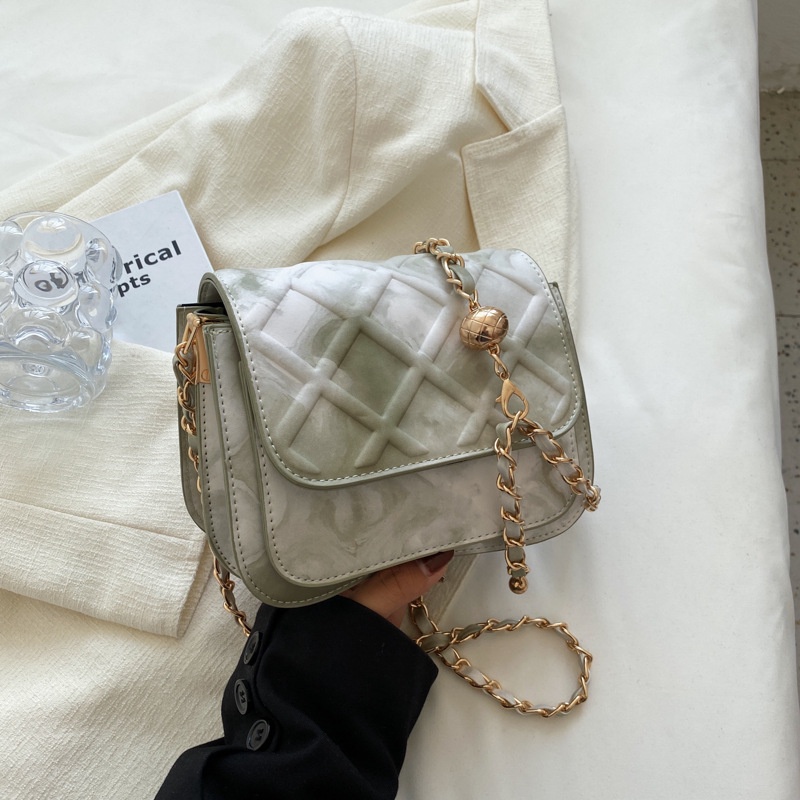 Túi đeo vai IELGY hình vuông cỡ nhỏ phối dây xích thời trang cho nữ