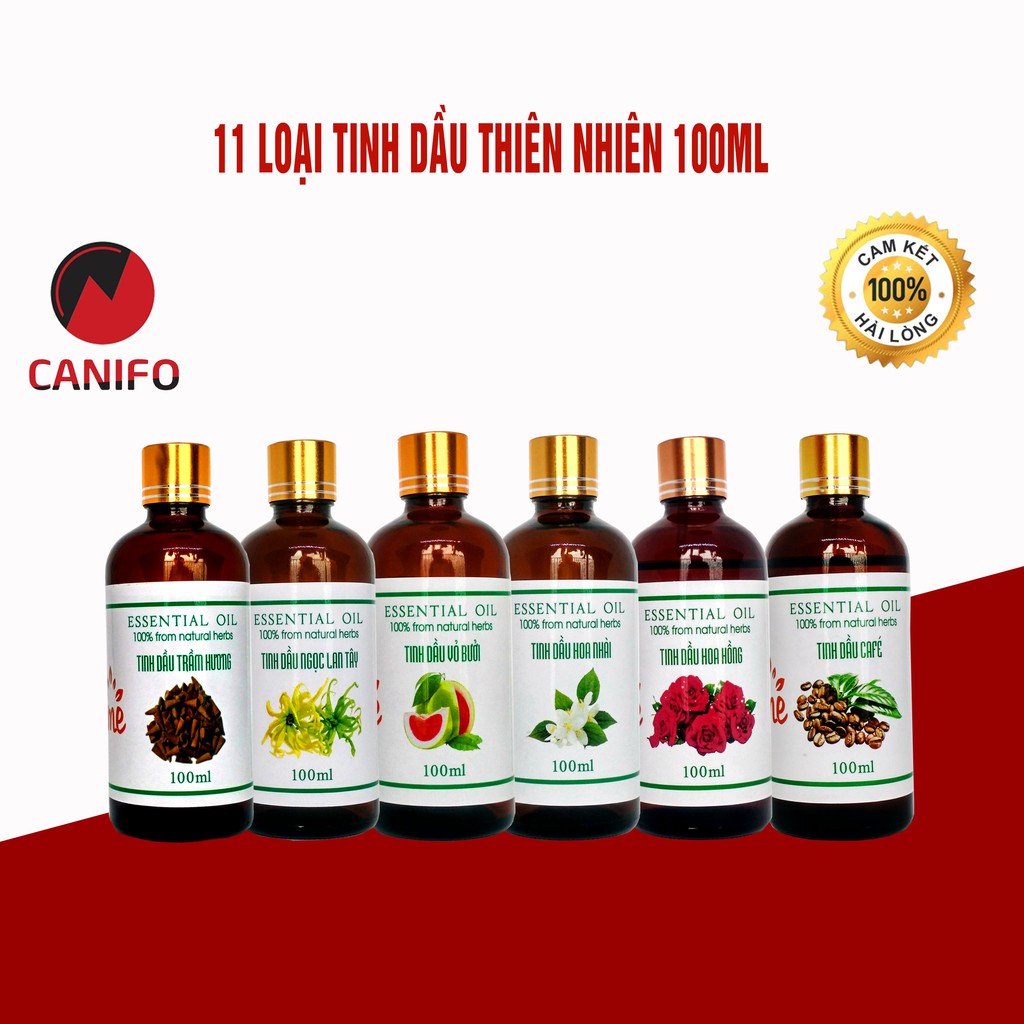 [100ML] Tinh Dầu Thiên Nhiên CANIFO - Hàng Chính Hãng, Sả chanh, Hoa hồng, Quế, Hoa Nhài, Cafe, Xả chanh, Bạc hà, Bưởi