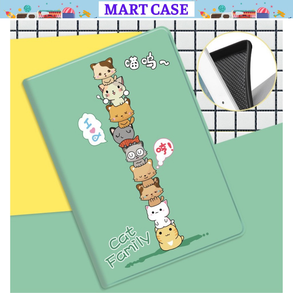 Ốp lưng ipad silicon hình Mèo xếp chồng ipad Air 4/Pro 11/Air 3/gen 5/6/7/8/9...MART CASE