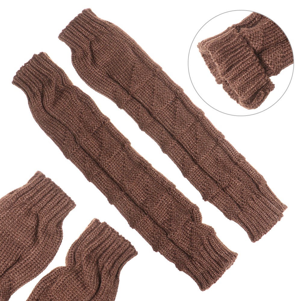 MELODG New Fashion Fingerless  Mittens Winter Thick Warm Long Knitted Gloves Elastic Candy Color Women Girls Soft Arm Warmers/Multicolor