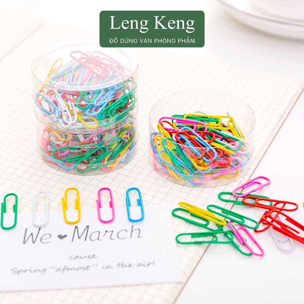 Set 50 kẹp giấy tài liệu bằng kim loại văn phòng phẩm Leng Keng K50