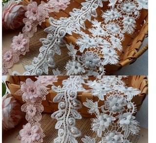 Dải Lụa Polyester Viền Ren 3d Trang Trí Áo Cưới