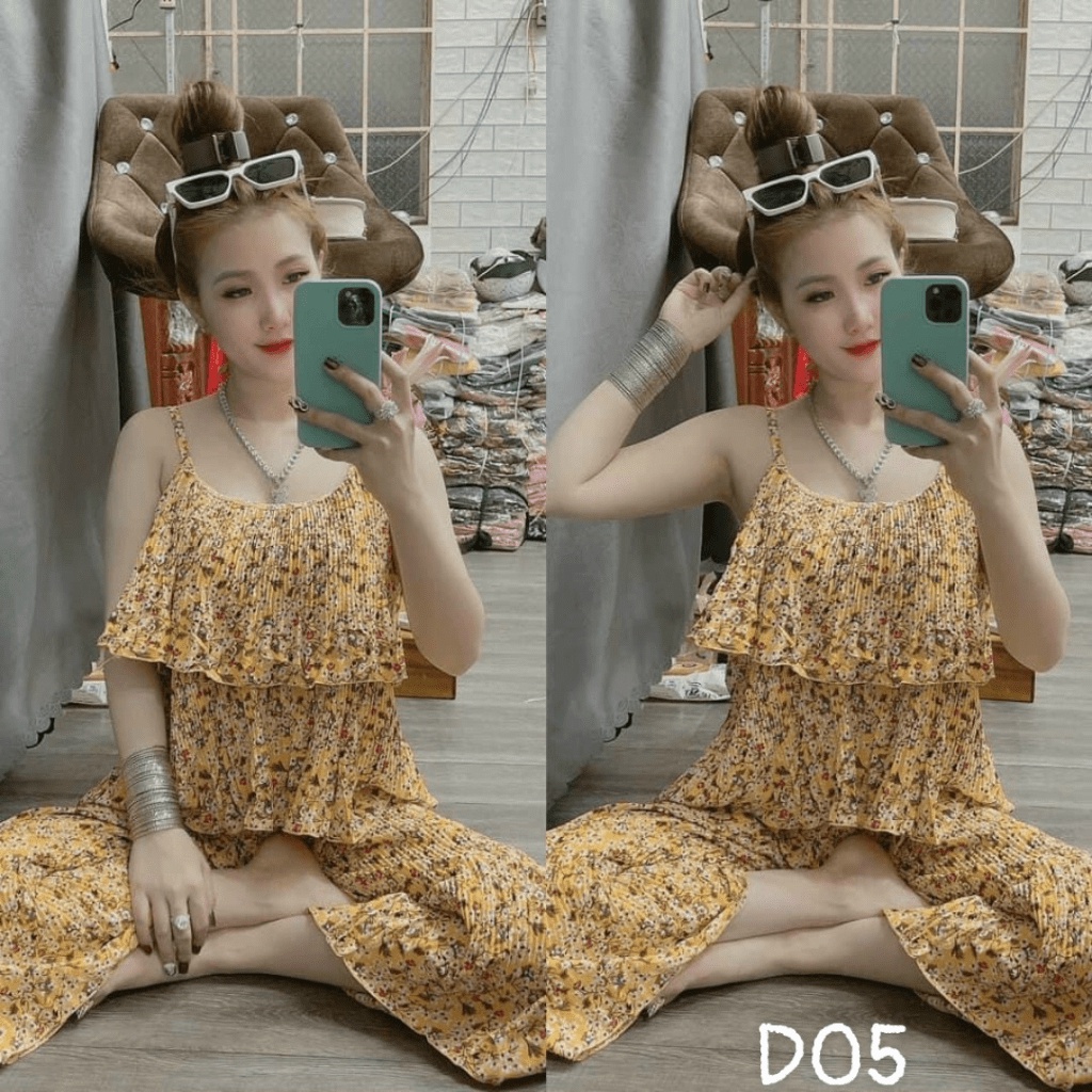 (FREE SHIP) MẪU HÈ SÉT BỘ DẬP LY 2 DÂY HOA SANG CHẢNH TÔN DÁNG DX