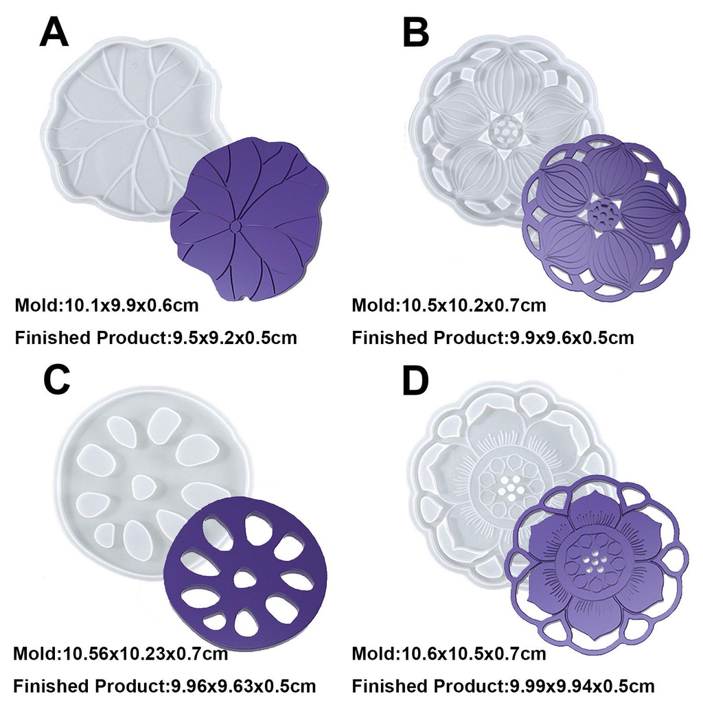 Khuôn Silicone Làm Đế Lót Ly Bằng Resin Hình Lá Sen