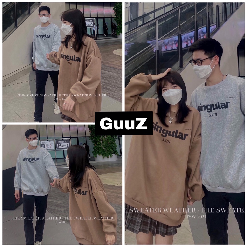Áo nỉ da cá dài tay cổ tròn màu nâu, xám, đen GuuZ