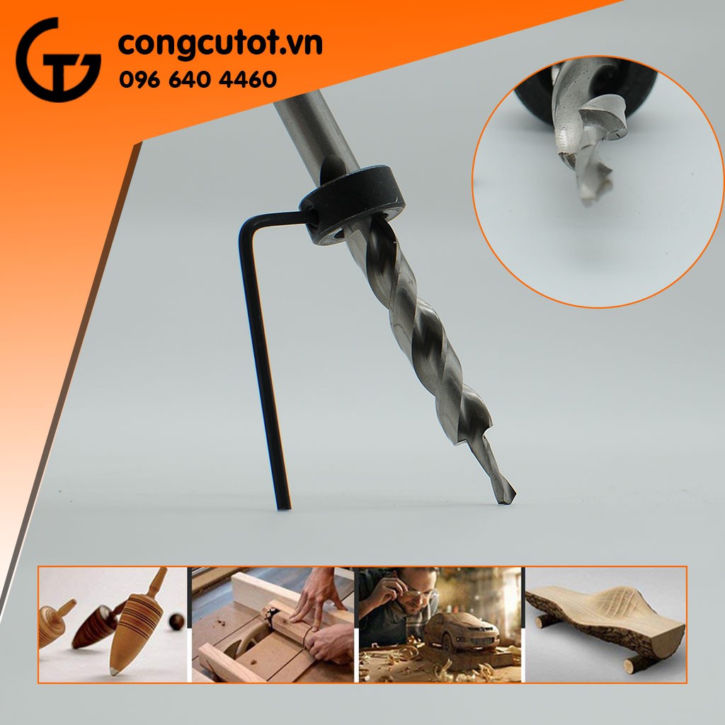 Mũi khoan 2 tầng trụ xoắn trắng chuôi tròn 9.5mm