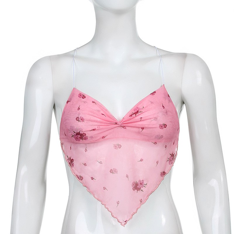 Áo croptop yếm in hoa rút ngực sexy HAC107-Hỉn Hỉn Store