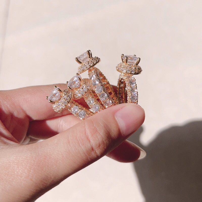 𝗡𝗵𝗮̂̃𝗻 full đá mạ vàng 18k siêu sáng N61V