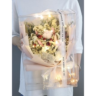 Quà tặng - Hộp hoa khô cao cấp có đèn LED