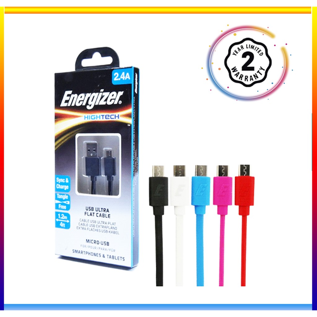 Cáp Energizer Micro USB Ultra Flat 1.2m - Chính hãng phân phối