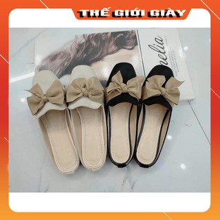 Sục nơ da lộn - sục nữ - giày sục nơ mẫu hot nhất 2020 - chất liệu da lộn, nơ lụa quốc dân - citashoes