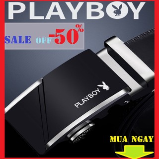 Thắt lưng da nam khóa tự động cao cấp dây nịt nam da bò 100% chính hãng playboy mạ vàng bạc nam tính gg