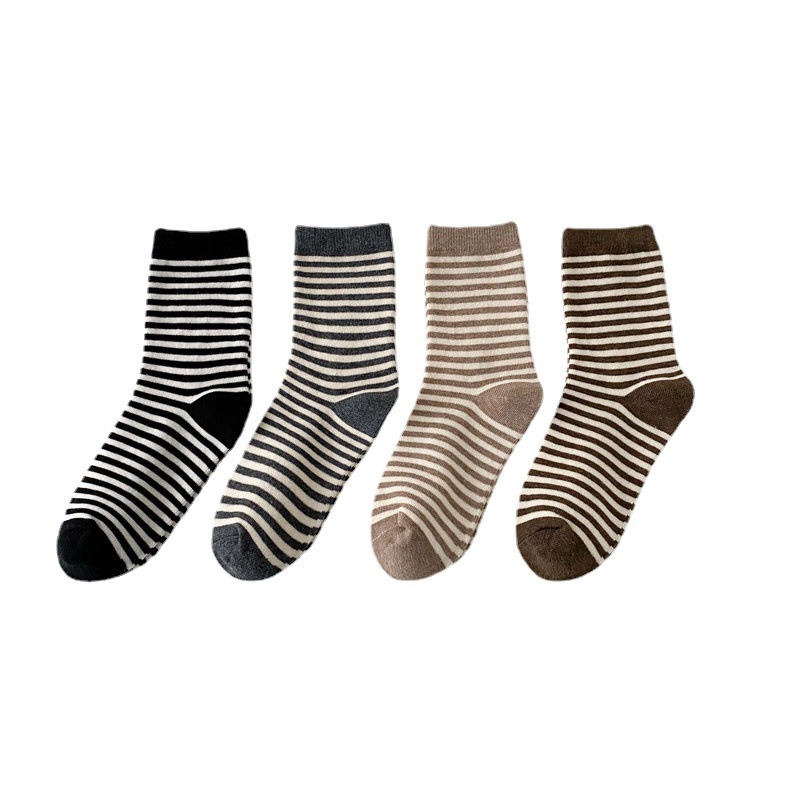 Vớ Họa Tiết Sọc Ngang Phong Cách Nhật Bản Dành Cho Nữ