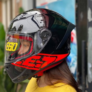 Mũ fullface EGO E7 Đen bóng sọc cam