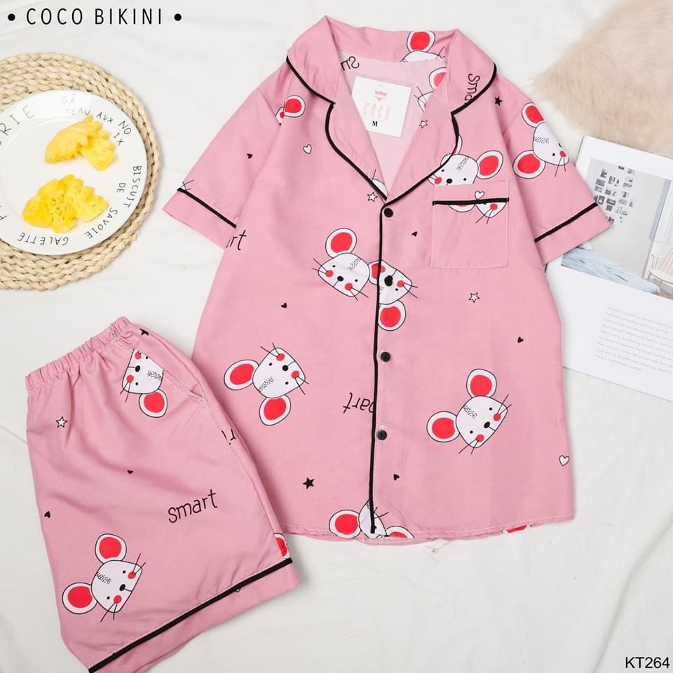 Bộ ngủ pijama quần cộc áo cộc chất kate Thái cao cấp HONEYSHOP | BigBuy360 - bigbuy360.vn