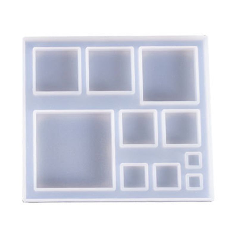 Khuôn Silicone Làm Móc Khóa Hình Vuông + Bông Tuyết DIY