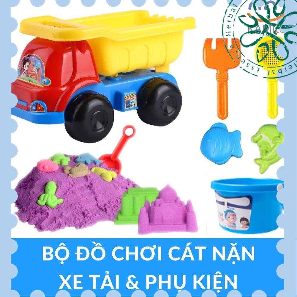 Đồ chơi cát động lực cho bé Bộ xe tải thùng có khuôn chơi Cát thường hoặc Cát nặn vi sinh mã 50109