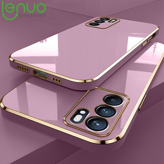 Ốp điện thoại silicon dẻo LENUO mạ màu 6D chống sốc thời trang cho OPPO Reno 6Z 5F 6 Pro 5G 5 Pro