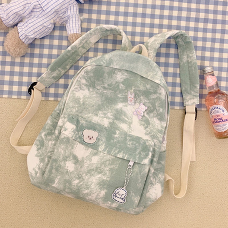 Ba lô Yadou bằng acrylic đeo vai đa năng họa tiết nhuộm màu loang thời trang cho học sinh