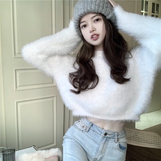 Áo len lông croptop hot trend 2021 hàn quốc, áo len lông dáng ngắn phong cách hàn quốc