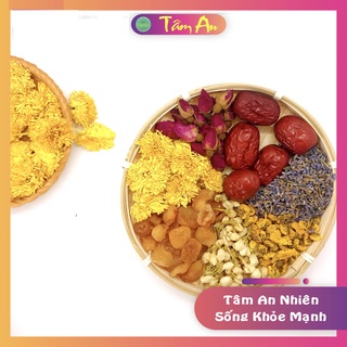 Trà Hoa Thư Giãn Tâm An giúp thư giãn, an thần tiêu hóa tốt ( hoa hồng, táo đỏ, long nhãn, oải hương,..)