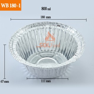 Set 50Tô tròn giấy bạc (tô nhôm có nắp) đựng thực phẩm dùng 1 lần  mã WB180 - 800ml - Có chứng nhận ATTP
