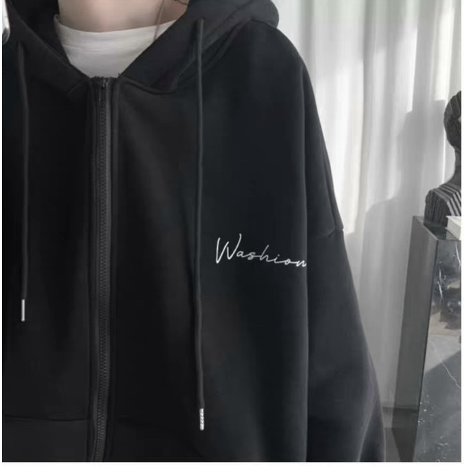 ÁO KHOÁC HOODIE ZIPPER KHOÁ KÉO THÊU CHỮ WASHION THỜI TRANG, NÓN 2 LỚP DÀY DẶN