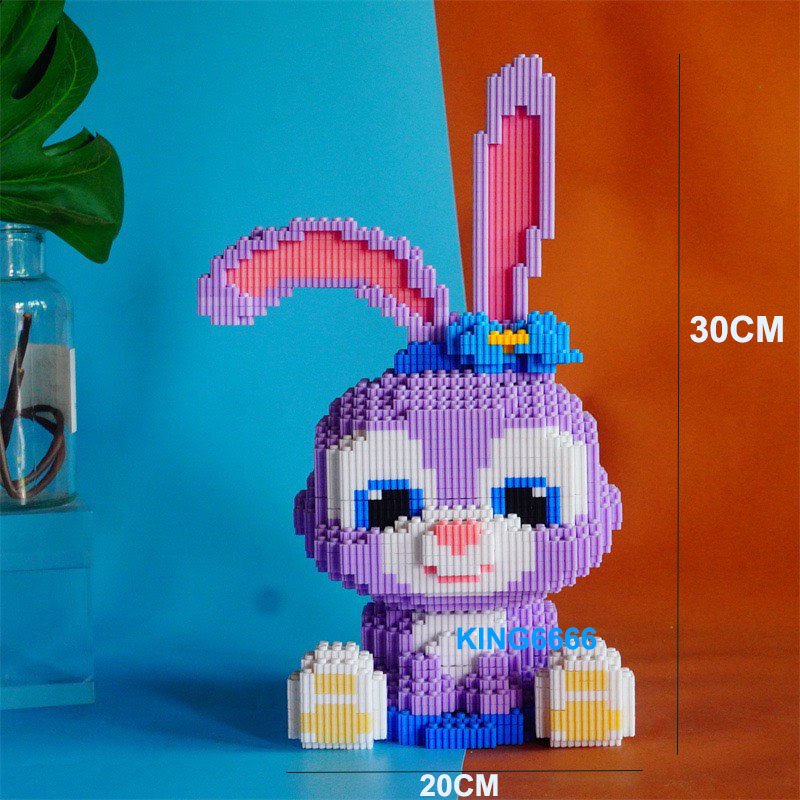 Xếp hình lắp ráp mô hình cỡ lớn 25 - 36cm thỏ tím Stella Lou nhân vật hoạt hình 3D