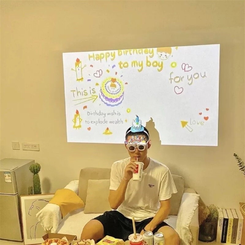 Máy chiếu mini phông sinh nhật, đèn chiếu sinh nhật led happy birthday