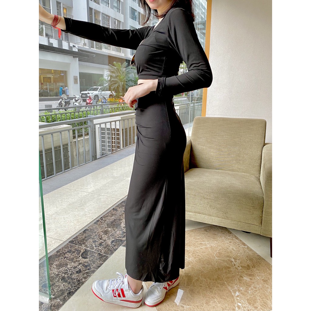 Set chân váy nữ - áo croptop💖HÀNG THIẾT KẾ💖 váy nhún éo tôn dáng thiết kế trẻ trung