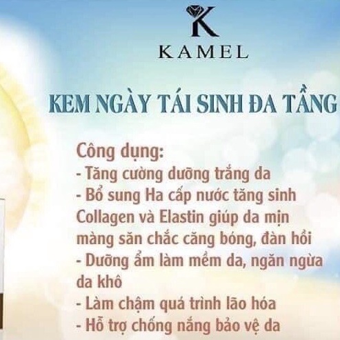 Bộ sản phẩm kamel kem tái sinh đa tầng, kem dưỡng trắng da ngày đêm - trắng mịn căng hồng