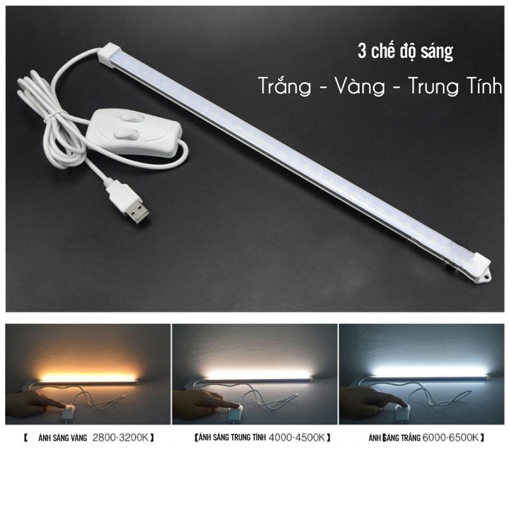 Thanh Đèn Led Usb Đọc Sách Gắn Tủ Quần Áo Dài ba Chế Độ Sáng Bảo Vệ Mắt Chất Lượng Cao Đa Năng