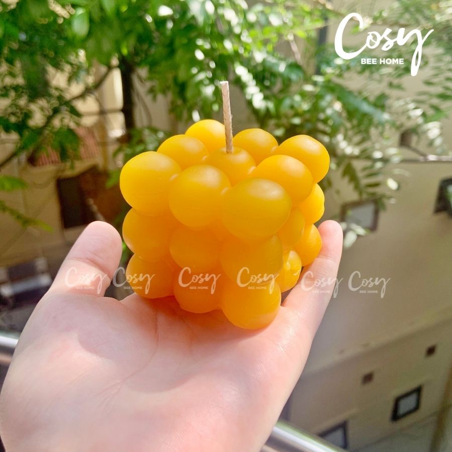 Nến sáp ong 3D Cube loại lớn, nến cao 5,5cm, không khói, mùi hương thơm dễ chịu, thời gian cháy 11-12 giờ, cosy bee home